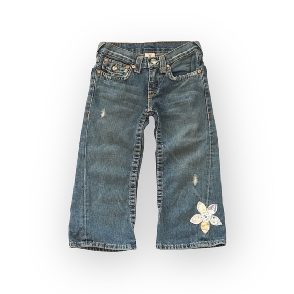 VHTF: new True Religion ʊ Joey Flower Patchwork Crop Denim Jeans ʊ Girls Size 12 - Picture 12 of 14